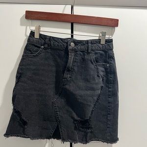 Black denim jean mini skirt